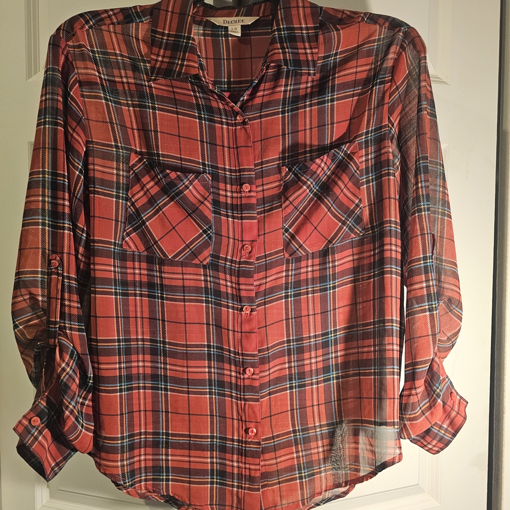 Decree -Red Plaid Button Shirt